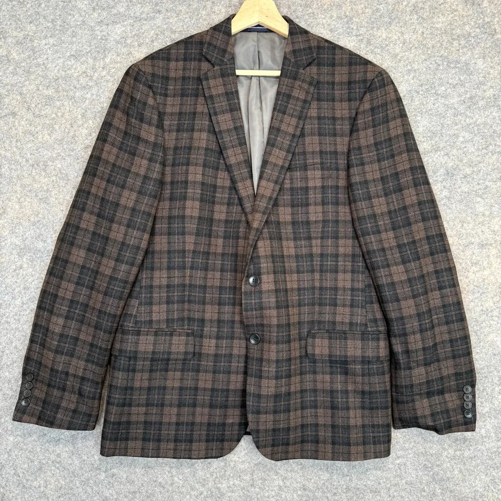 Stafford Signature Tweed Sport Coat Mens 44 R Slim‎ Tartan Plaid Blazer Jacket